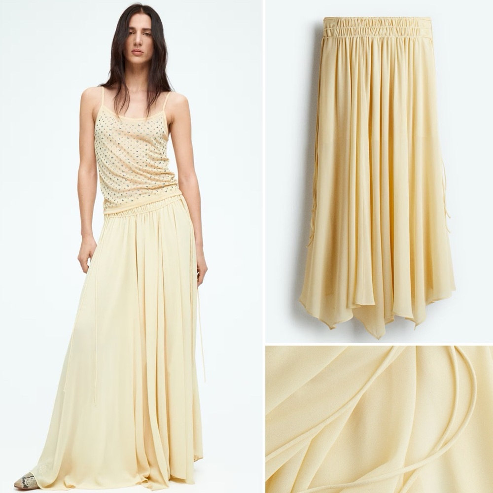 H&M CHIFFON CIRCLE SKIRT PALE YELLOW